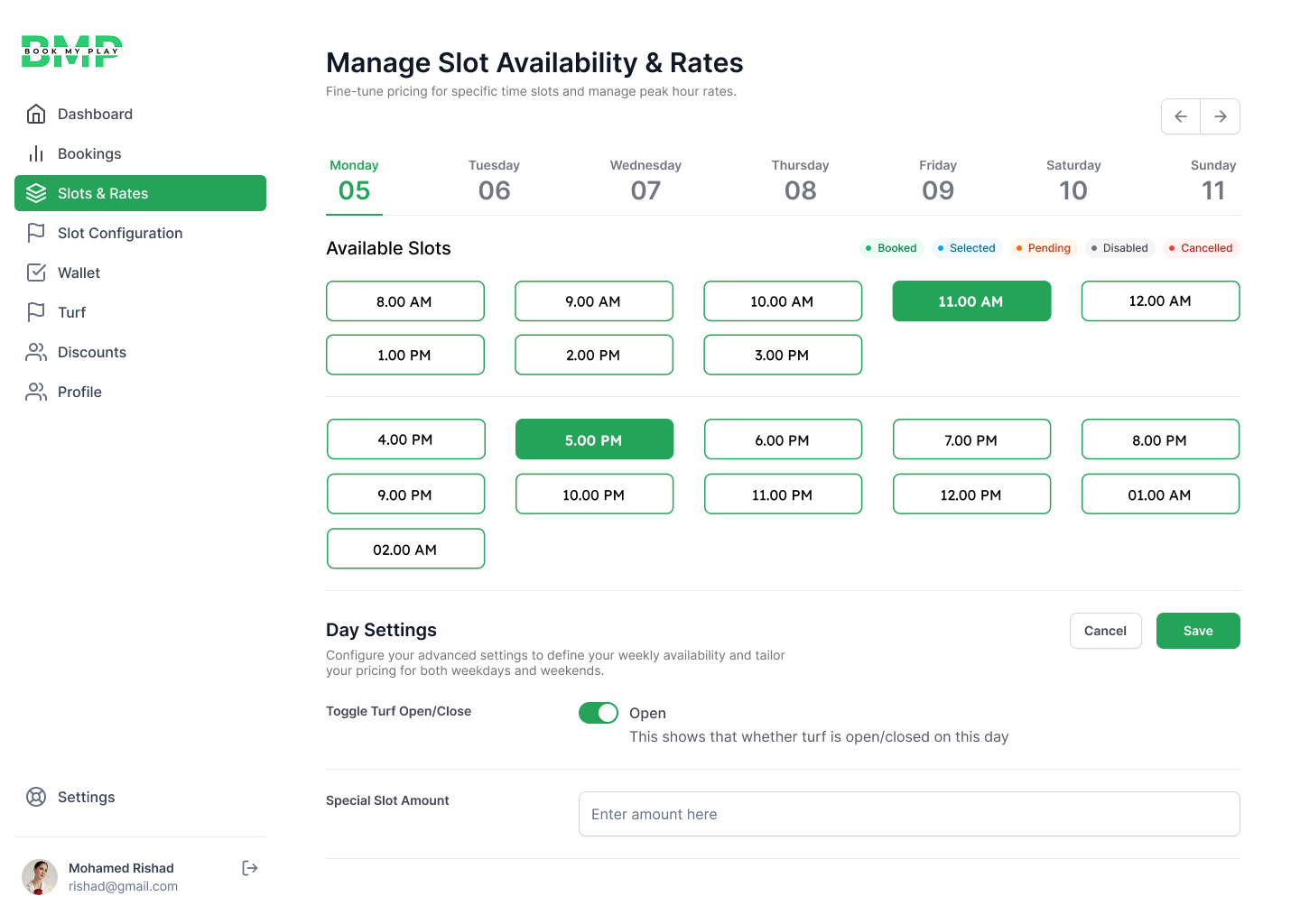 Slots Configuration & Analytics