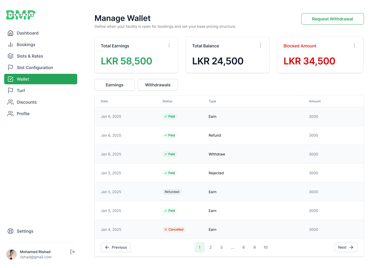 Check Wallet & Credits